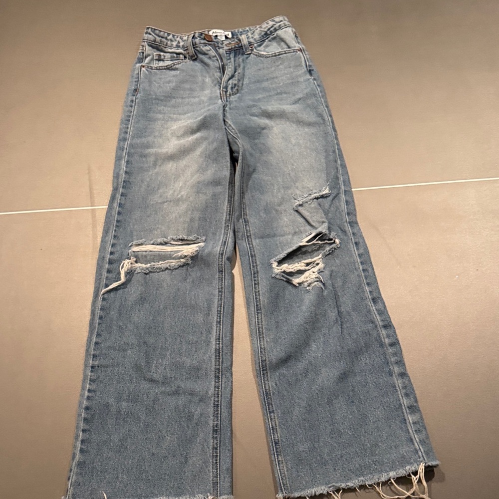 Abound Blue Distressed Flare Jeans